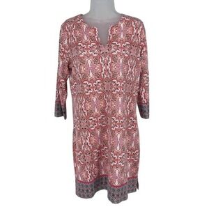 Coolibar Orange Paisley‎ Bamboo UPF 50 Sun Protection Travel Tunic Dress Medium